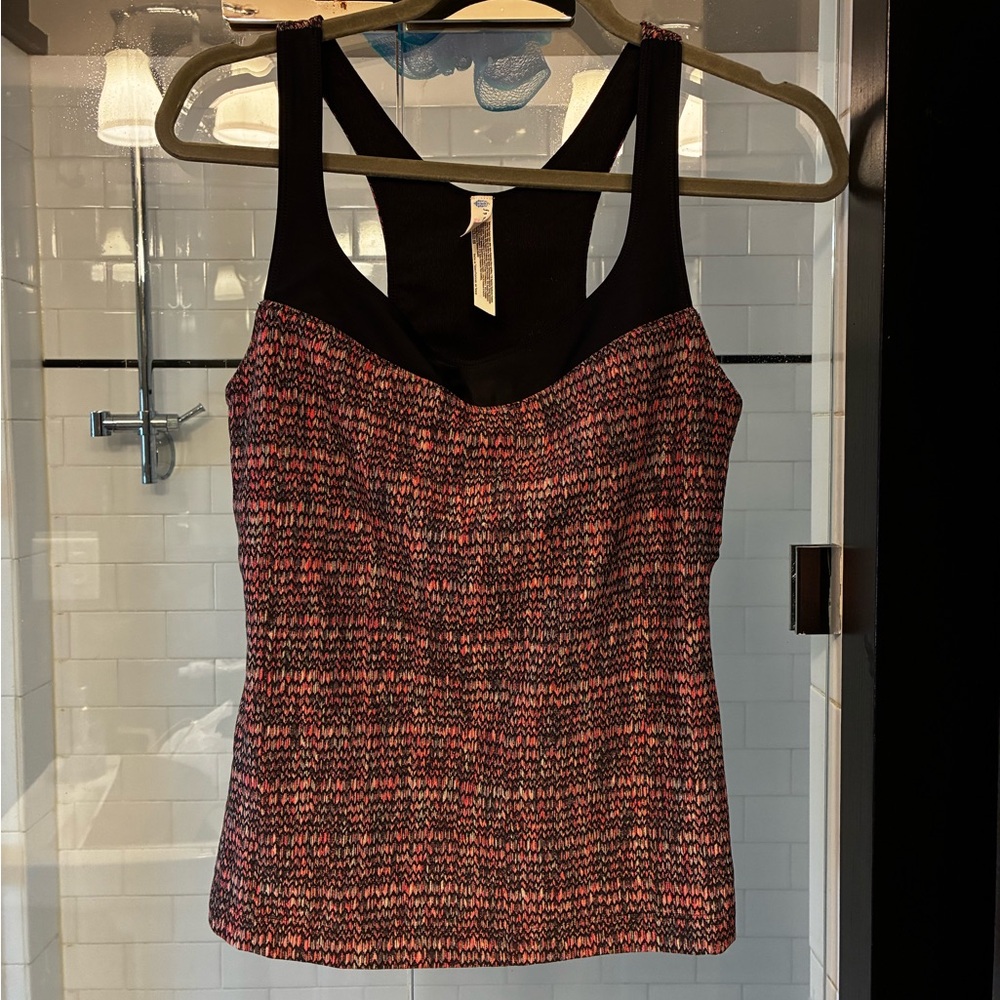 Free People Movement Women’s Active Tank Top with Pink Pattern and Black Accents